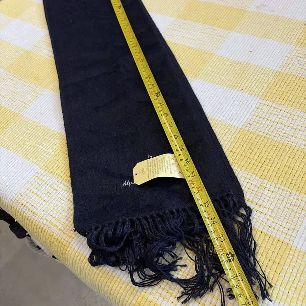 Alpaca Camargo 100% Alpaca 78” X 9”Fringe Blue Scarf Soft Made in Peru Old Money